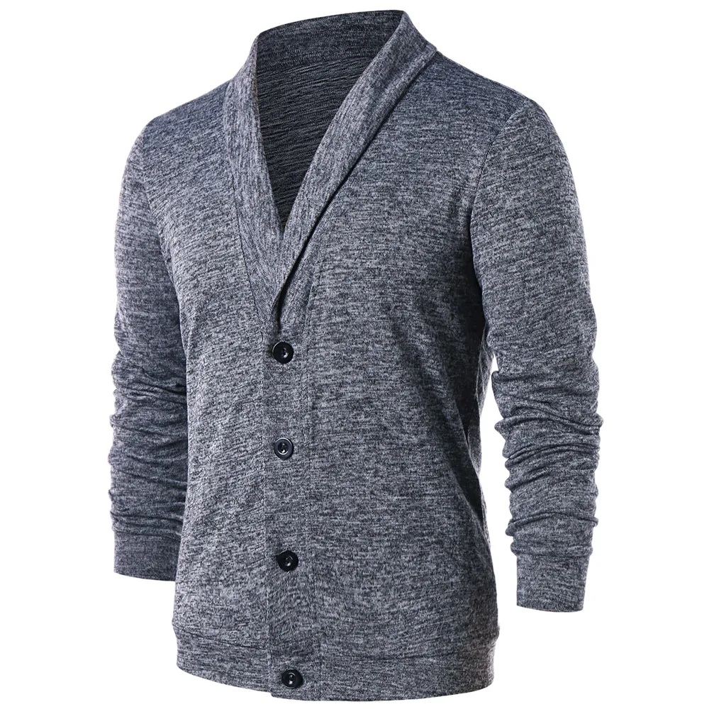

Hemiks Men Turn Down Collar Button Up Cardigan Spring Casual Knitted Sweaters Solid Male Outwear Tops Sweatercoat