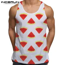 INCERUN летние мужские майки с фруктовым принтом без рукавов Свободные каникулы Гавайские майки жилет мужские повседневные топы для отдыха S-5XL