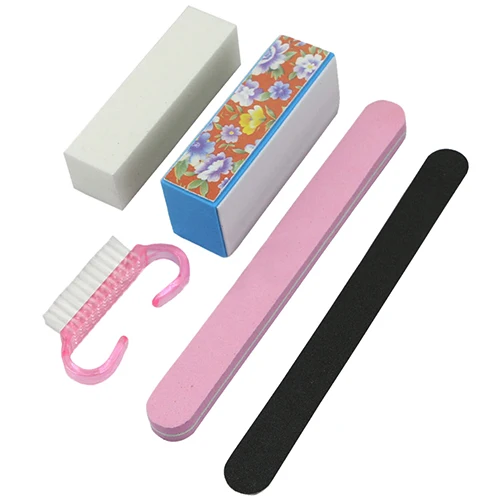 Hot 5X Pro Manicure Tools Kit Rectangular Nail Files Brush Art Sand Buffer Sponge Block Accessories Set | Красота и здоровье