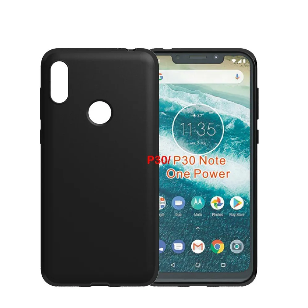 

Matte Black Soft TPU Silicone Case For Motorola One Power P30 Note / Moto One P30 Play Back Colored Cover Cases
