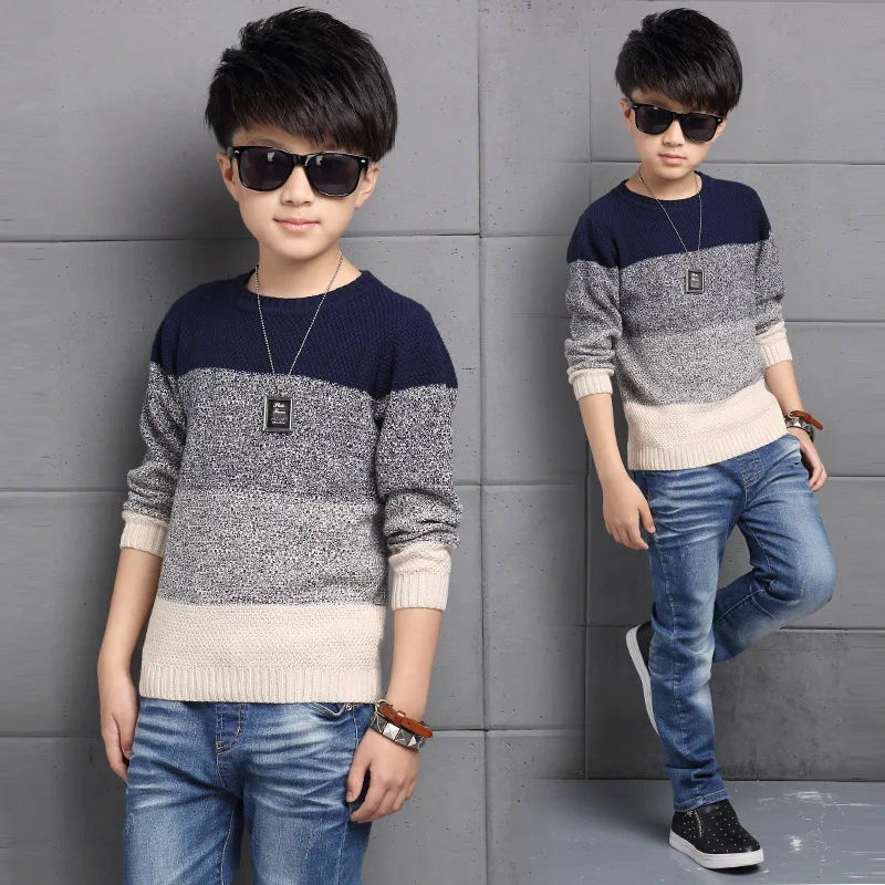 

2019 Fall New Arrival Fashion Gradual Color Boys Casual Knitted Sweaters Children's Clothes Pullovers Kids Leisure Knitwear X331