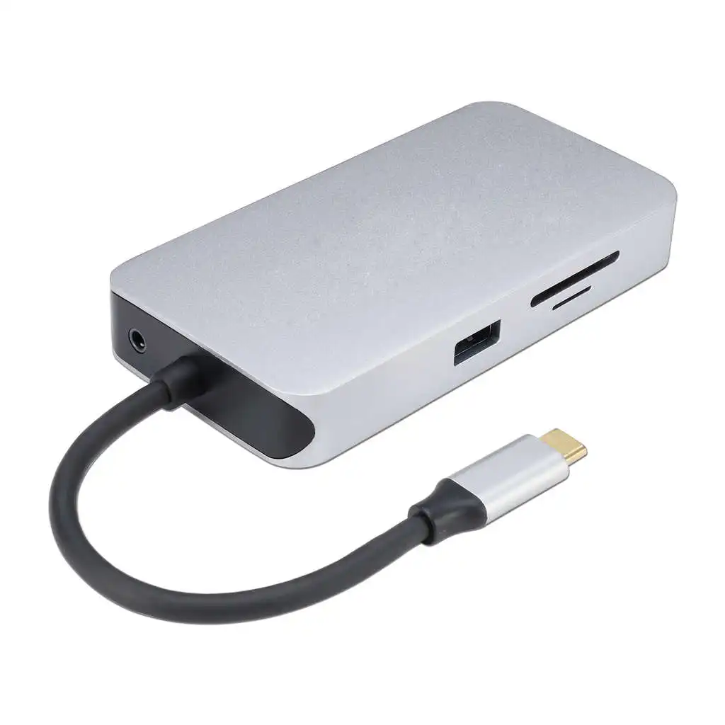 

Ult-Best 10-In-1 3Usb Port Type-C Hub Docking Station Support 4Kx2K Hdmi Vga Rj45 Lan Gigabit Sd/Tf Card Reader Adapter Multi-