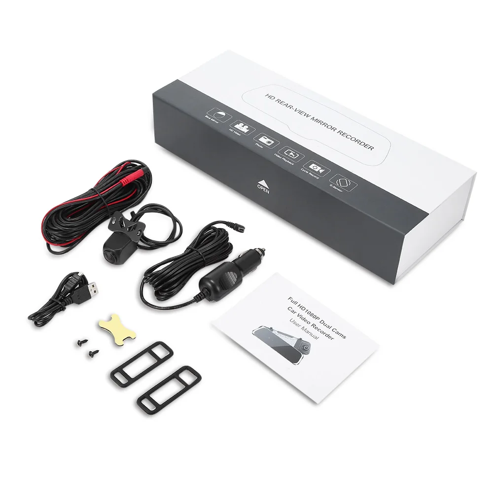 WINSEEKER F800 9 35 Inch 1080 P Dash Cam с 720 Зеркало заднего вида 140 градусов широкий двойная
