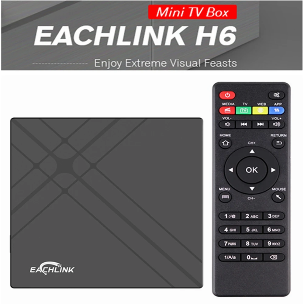 

EACHLINK H6MINI Snart TV Box Allwinner H6 Bluetooth 4.1 2.4G WiFi 100Mbps USB3.0 Set top Box Support 6K H.265 Media Player