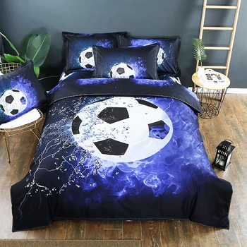 

Blue Color Bedding Set Queen Size Passion Football Pattern Quilt Cover Soft Comfortable Sports Style Beddings And Bed Set40