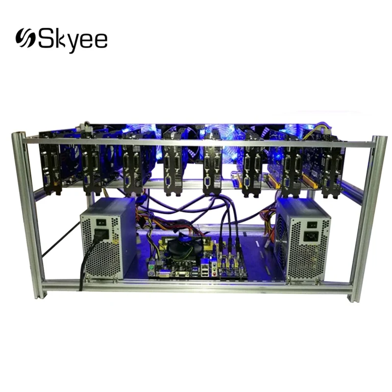 Open Air Mining Rig Non-Stackable Frame Case 6 LED Fans For 8 GPU ETH BTC Ethereum New Computer Mining Case Frame Server Chassis Open Air Mining Rig Non-Stackable Frame Case 6 LED Fans For 8 GPU ETH BTC Ethereum New Computer Mining Case Frame Server Chassis