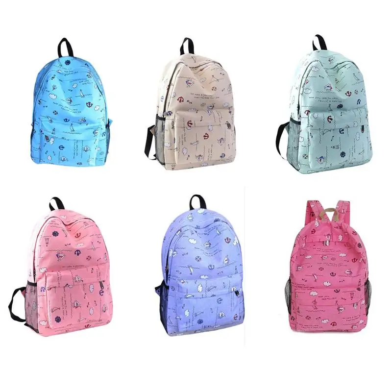 

2018 New Anchors Print Canvas Backpack New Fashion Preppy Style Female Student Bag Backpack