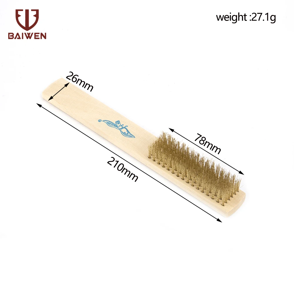 1 шт. 210 мм деревянная ручка латунная проволочная щетка медная щетка для очистки поверхности удаление краски