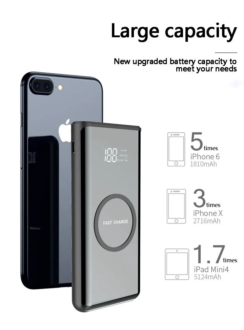 Wireless charging Power Bank External Battery 20000mAh Portable Mobile Backup Bank Charger for Android iPhones Wireless charging Power Bank External Battery 20000mAh Portable Mobile Backup Bank Charger for Android iPhones