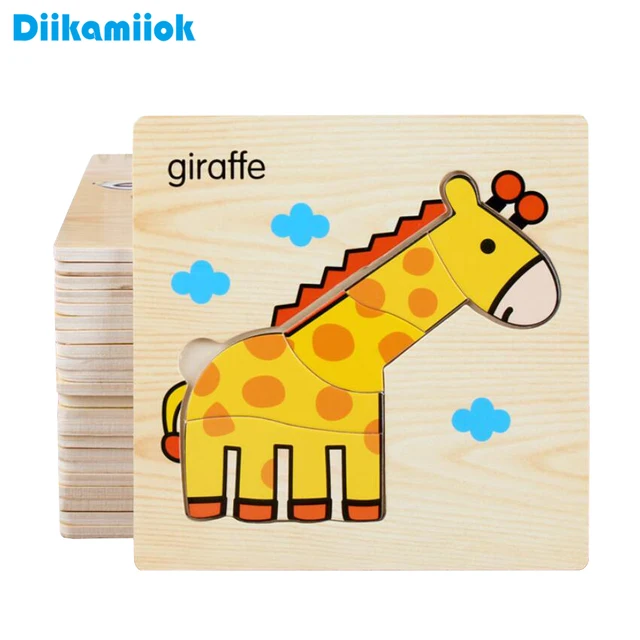 2018 New 58 Style 3D Wooden Puzzle Kids Educational Learning Toys Games For Children Animals Vegetable Traffic Puzzles DK-M200 1