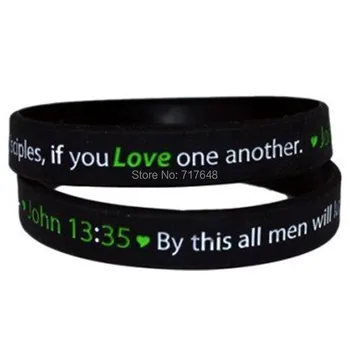 

100pcs Bible Verses John 13:35 Love one Another wristband silicone bracelets free shipping by epacket A