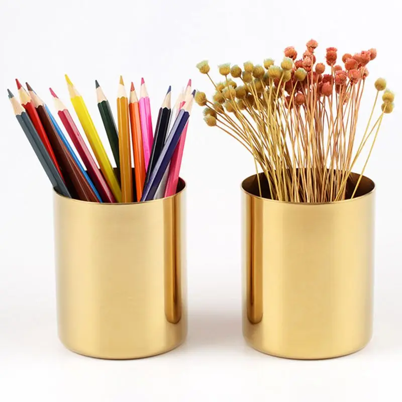 

Gold vase round pen holder storage craft decoration