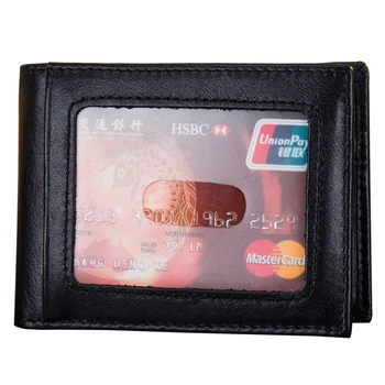 

Men's Bussiness Slim Wallet Genuine Cow Leather Short RFID Wallets Bifold Card Holder Dollar Purses Front Pocket Wallet