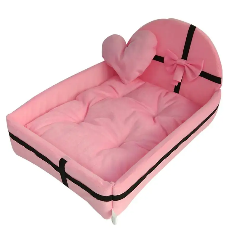 cheap Pet Dog House Dog Bed Nest With Mat Cute Plush Cushion Winter Warm Small Medium Dogs Removable Mattress Cat Bed Dog Puppy Kennel
