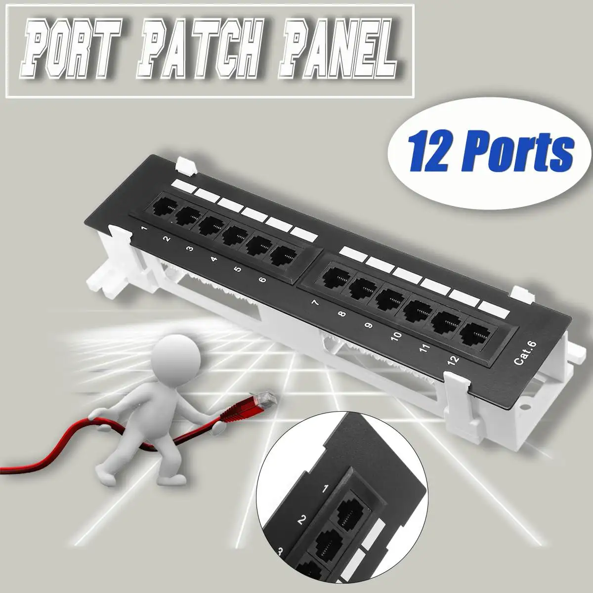 LEORY сетевая мини коммутационная панель CAT6 с 12 портами настенная стойка Ethernet