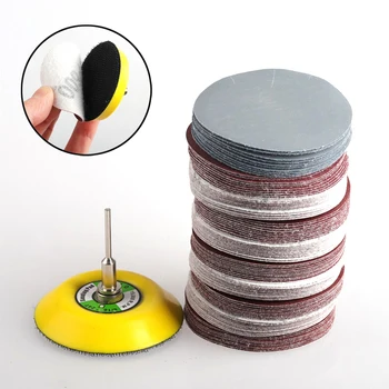 

100pcs 25mm Sanding Papers Mixed Grit 80 600 1000 2000 3000 Sanding Disc Round Abrasive Dry Sandpaper Flocking sandpaper dremel