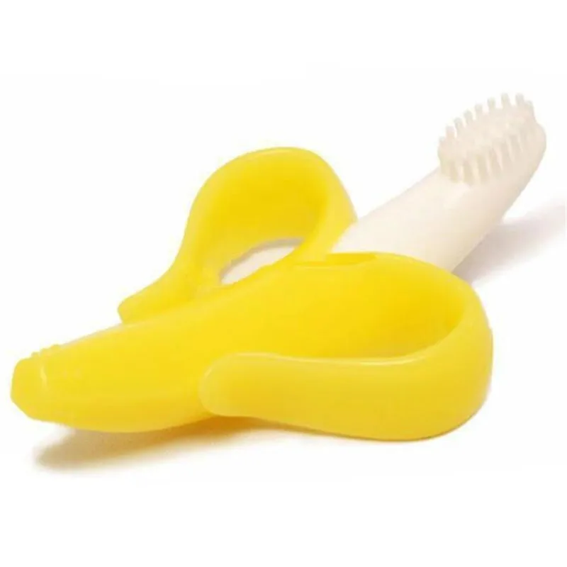 Banana Molar Stick Toothbrush Environmentally Safe Baby Silicone Teether Teething Ring Kids Teether Children Chewing
