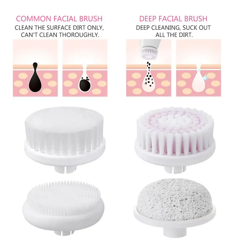 4 in 1 Waterproof Electric Facial and Body Cleansing Brush with 4 Brush