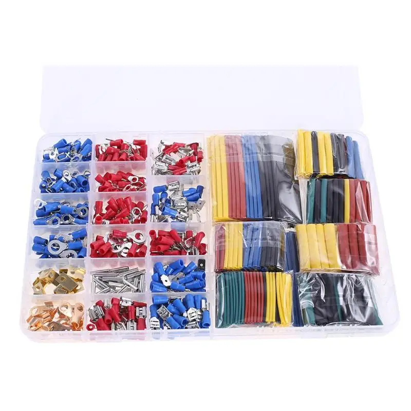 

350pcs Crimping Terminals+328pcs 2:1 Heat Shrinkable Tubes Cable Sleeves Complete with re-sealable and compact storage case