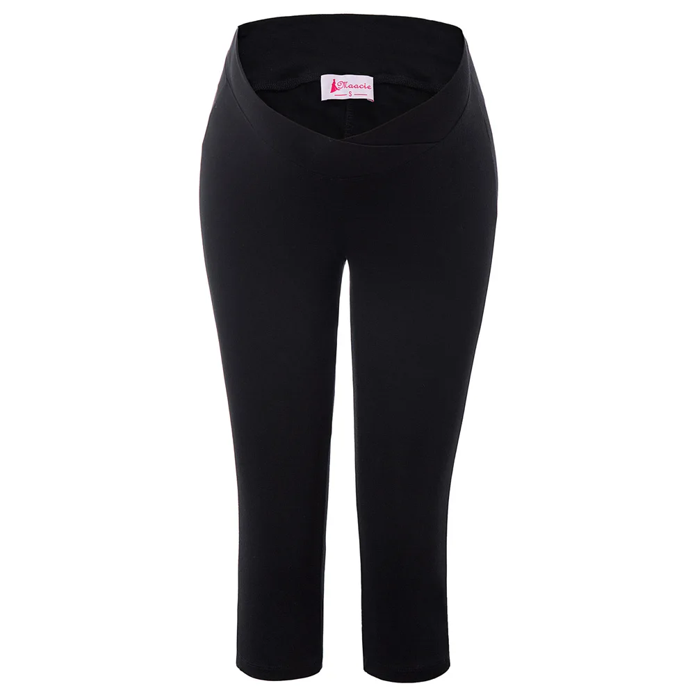 

Pregnant Pants Women Cropped Stretchy Comfy Cross front Casual Slim fit Elastic
