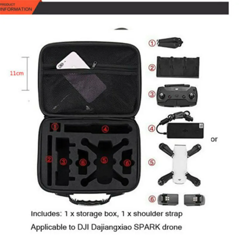 Portable DJI SPARK Drone Case Storage Carry Bag Remote Control Battery