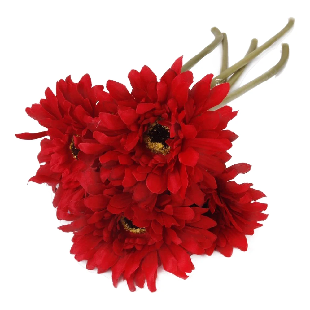 5 шт. искусственных цветов Gerbera Gaensebluemchen красный | Дом и сад