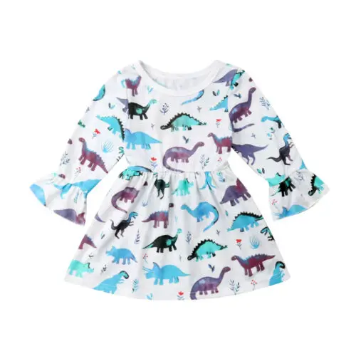 

Boutique girl Dress Girl Baby Dinosaur Dress Long Sleeve Princess Party Dresses Kid Clothes