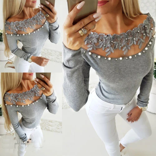 

Womens Slim Fit Plain Stretch Tops Ladies Round Neck Long Sleeve Casual Basic Tops Fashion Style