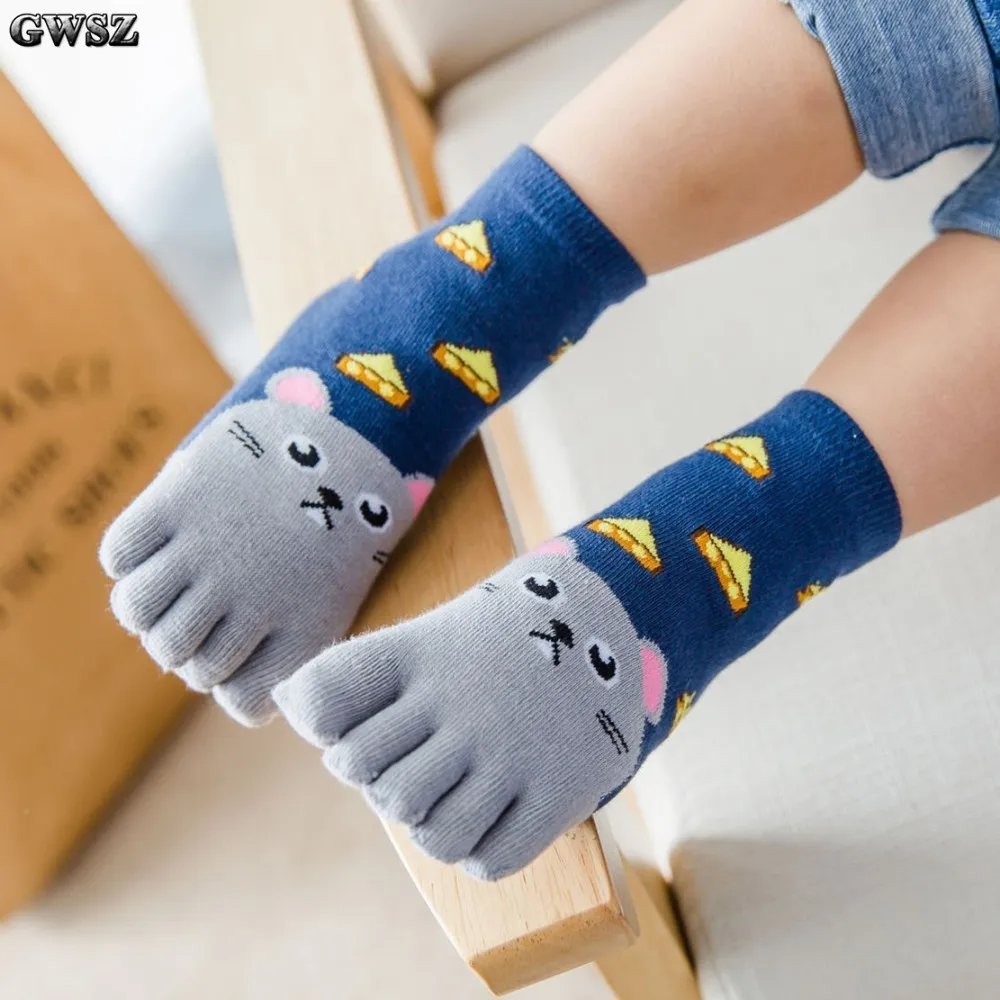 

Cute Baby Socks Cotton Animal Toe Socks For Boys Girls Socks Kids Five Finger Anti-Slip Sock 3-12 Years