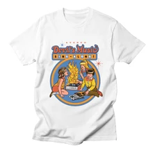 Позволяет вызвать демонов зомби футболка мужская одежда Забавный мультфильм Дельфин дьявол музыка поет короткий рукав хлопок Футболка Белый Топы