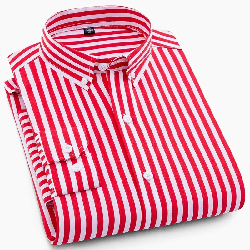 2019 NEW Men Striped Shirts Casual Long Sleeve Mens Shirt Slim Fit Business Male Social Dress Shirts NO Pocket