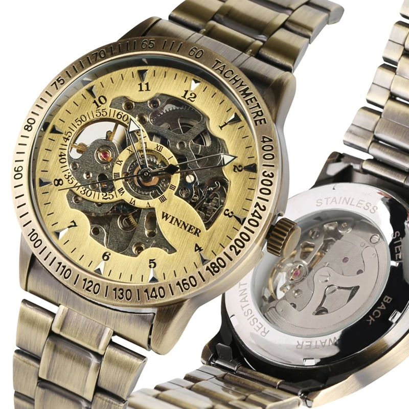 WINNER Bronze Skeleton Watch for Men Hollow Retro Automatic Mechanical Men s Watch Top Luxury Clock 1 WINNER Bronze Skeleton Watch for Men Hollow Retro Automatic Mechanical Men s Watch Top Luxury Clock 2
