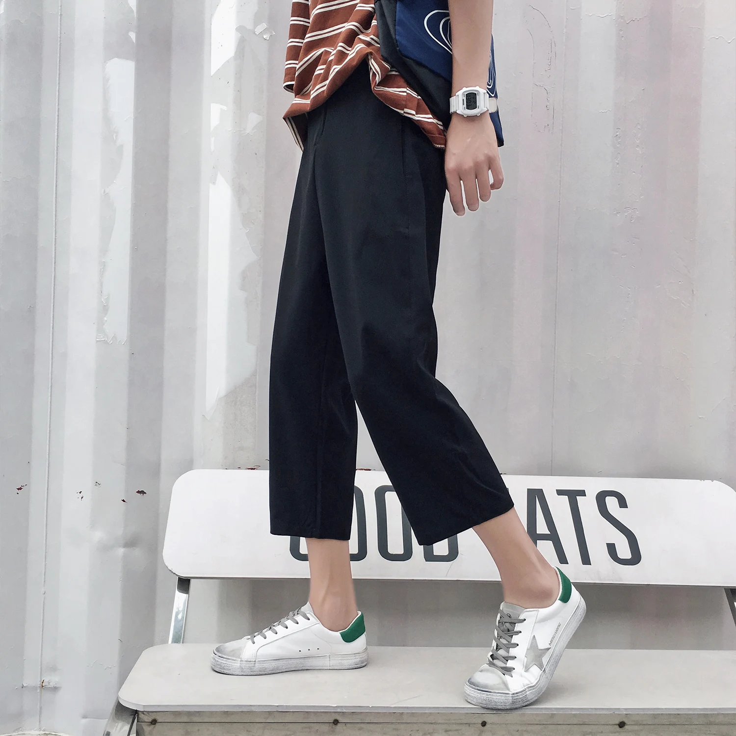 Men's Trousers 2019 Spring New Youth Popular Men's Wild Casual Pants Nine Points Straight Pants Students Casual Men's Clothing