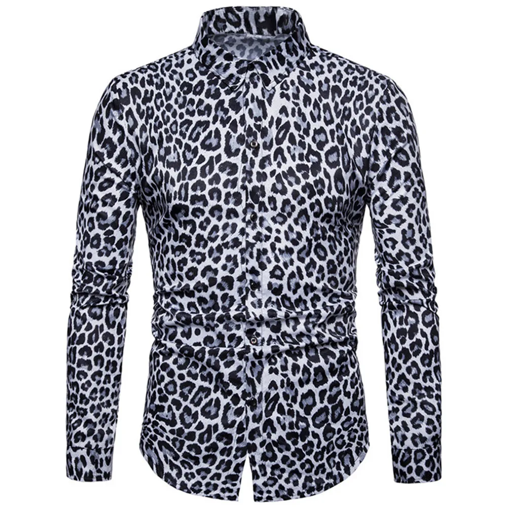 Men's Casual Shirts Leopard Print Long Sleeve Shirt Animal Prints Turn