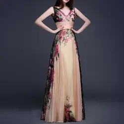 Женские Boho Цветочные Вечерние Свадебные Длинные шифоновое платье Макси платья