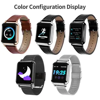 

Q3 Smart Wristband with Steel Strap/Leather Strap Blood Oxygen Pressure Monitor Bracelet Pedometer Fitness Tracker Wrist Band