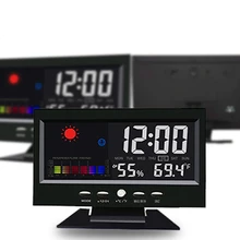 Электронный цифровой ЖК-дисплей настольные часы температура влажность мониторы часы термометр гигрометр прогноз погоды настольные часы