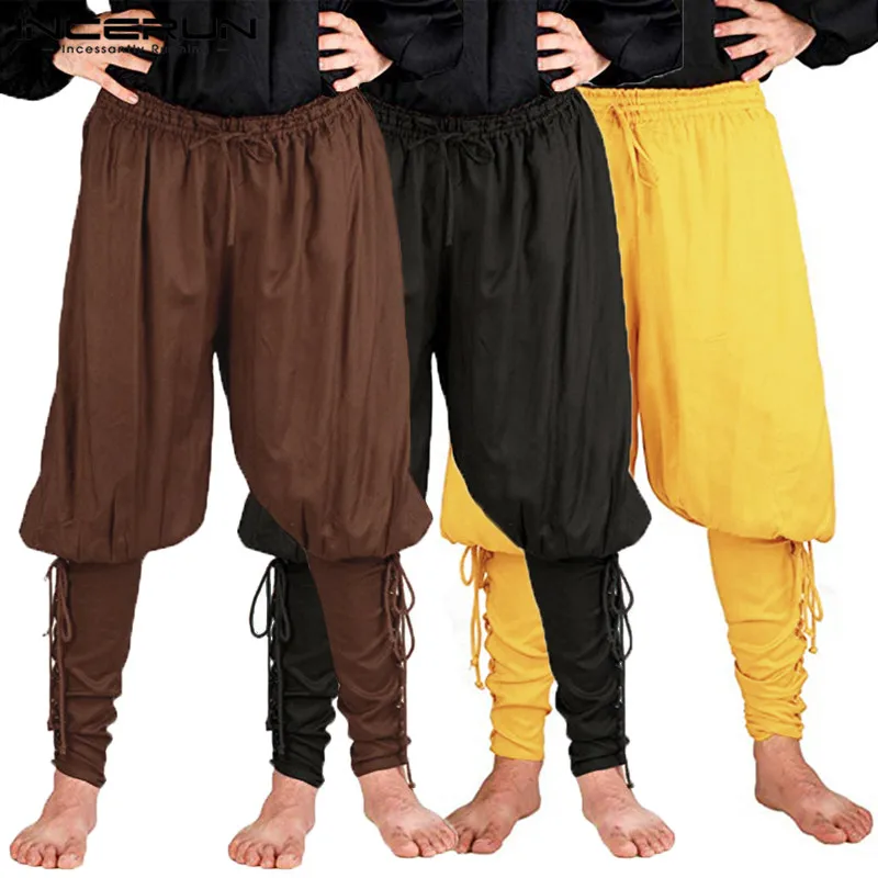 INCERUN Medieval Vikings Pirate Pants Knight Warrior Men