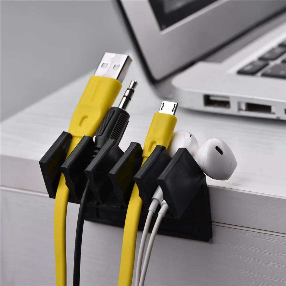 

Cable Organizer Silicone USB Cable Winder Flexible Cable Management Clips Cable Holder For Mouse Headphone Earphone with 5 Slots