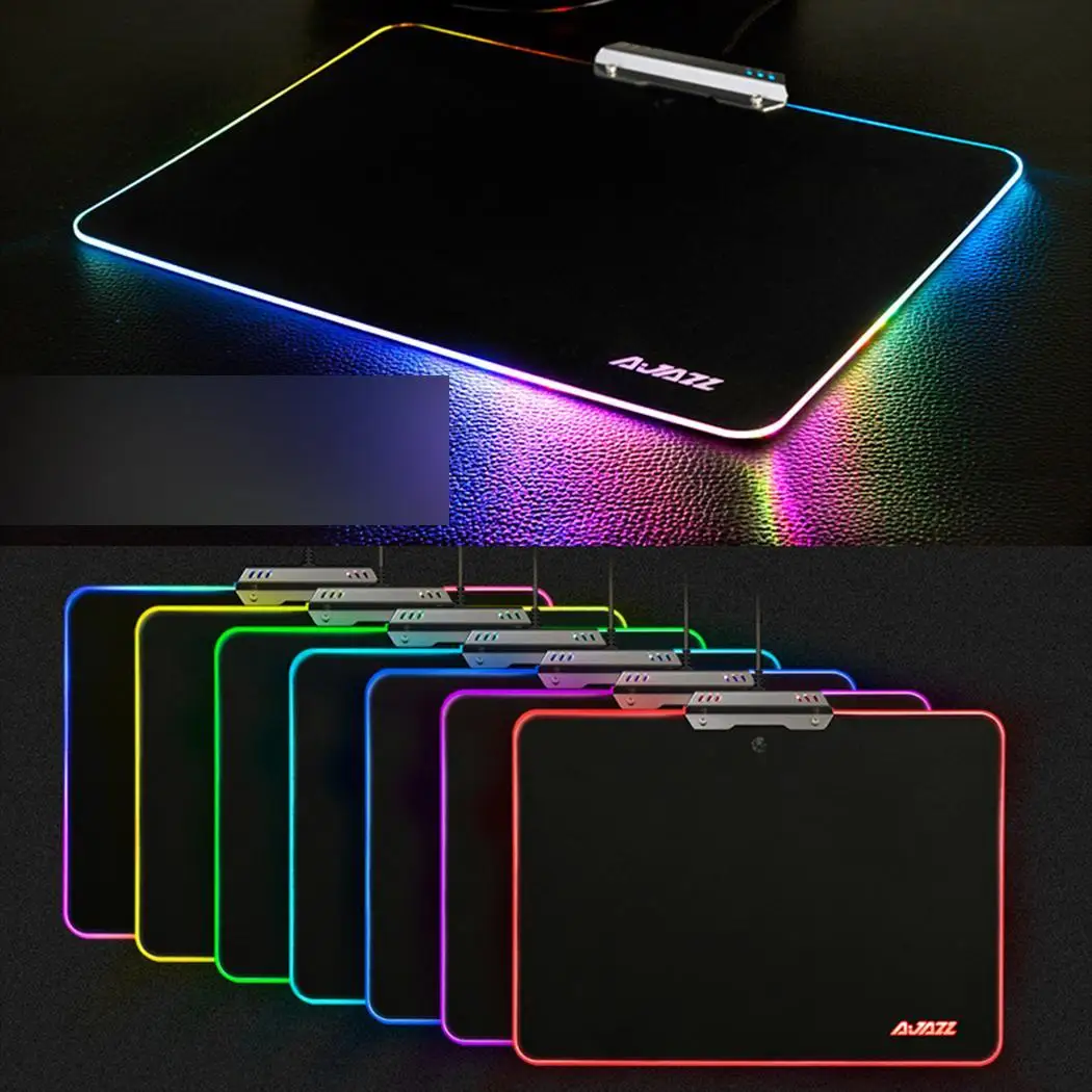 Светодиодный USB проводной игровой Мышь Pad черный красочные Подсветка игры 8