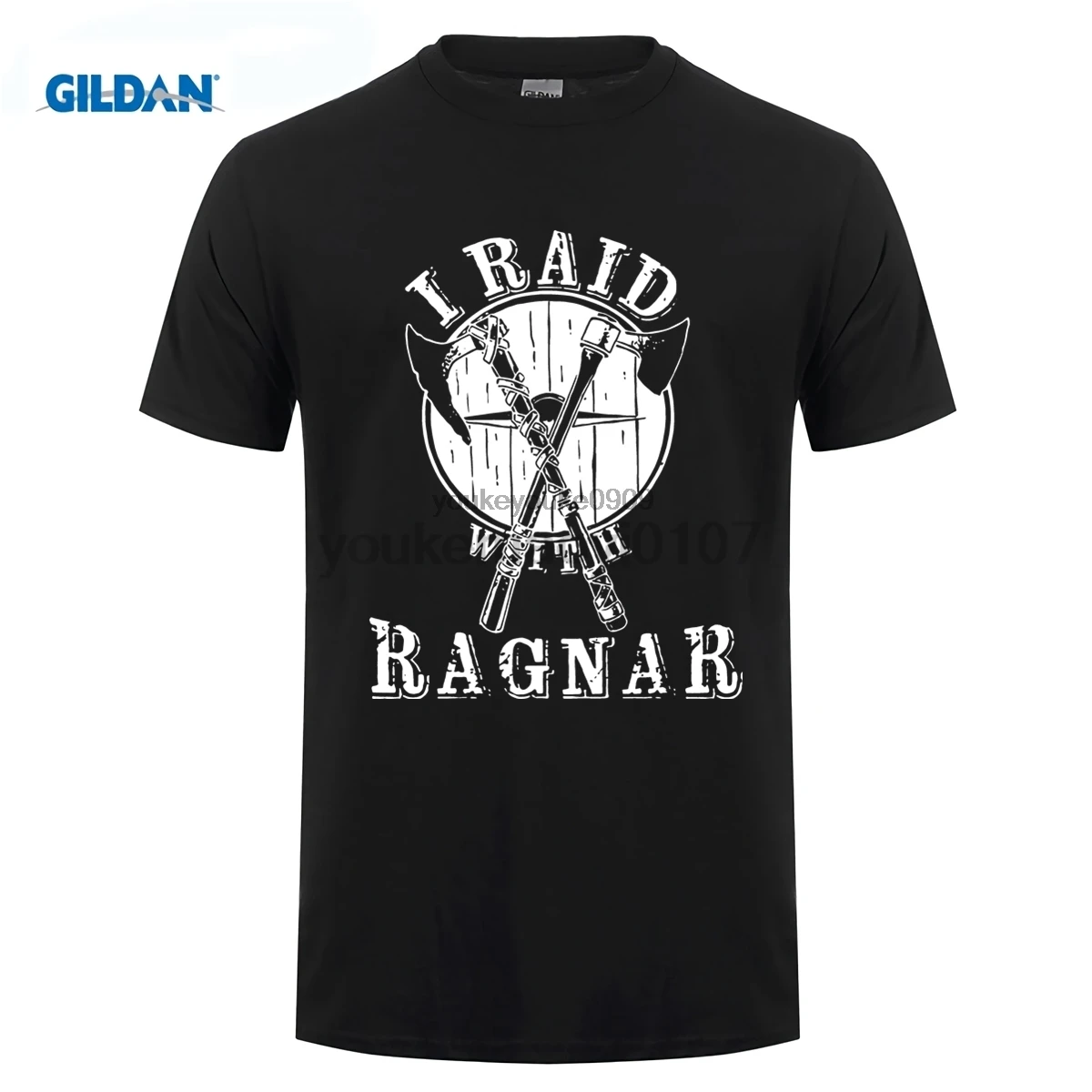 

GILDAN funny cotton t shirt 2017 casual print short sleeve cotton Viking T-shirt I Raid With Ragnar personality T shirt
