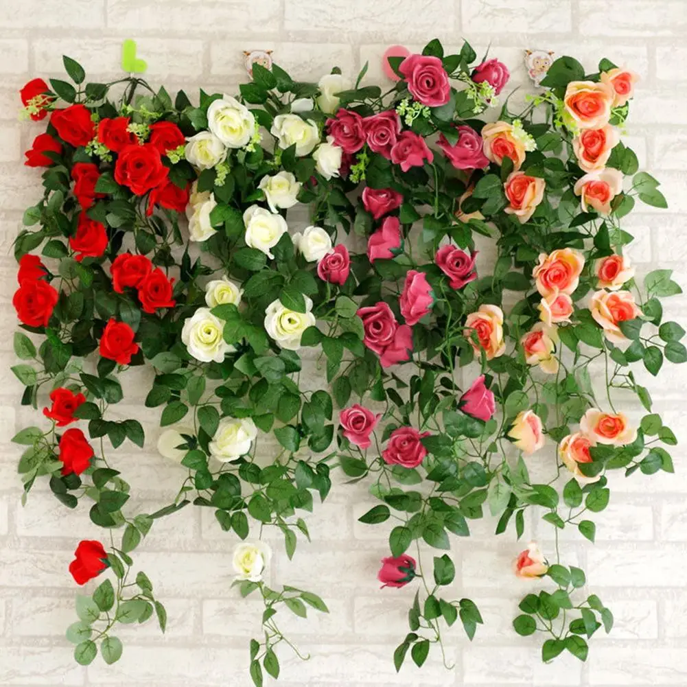 

8ft Artificial Rose Garland Flower Leaf Vine Home Wedding Garden Party Decoration