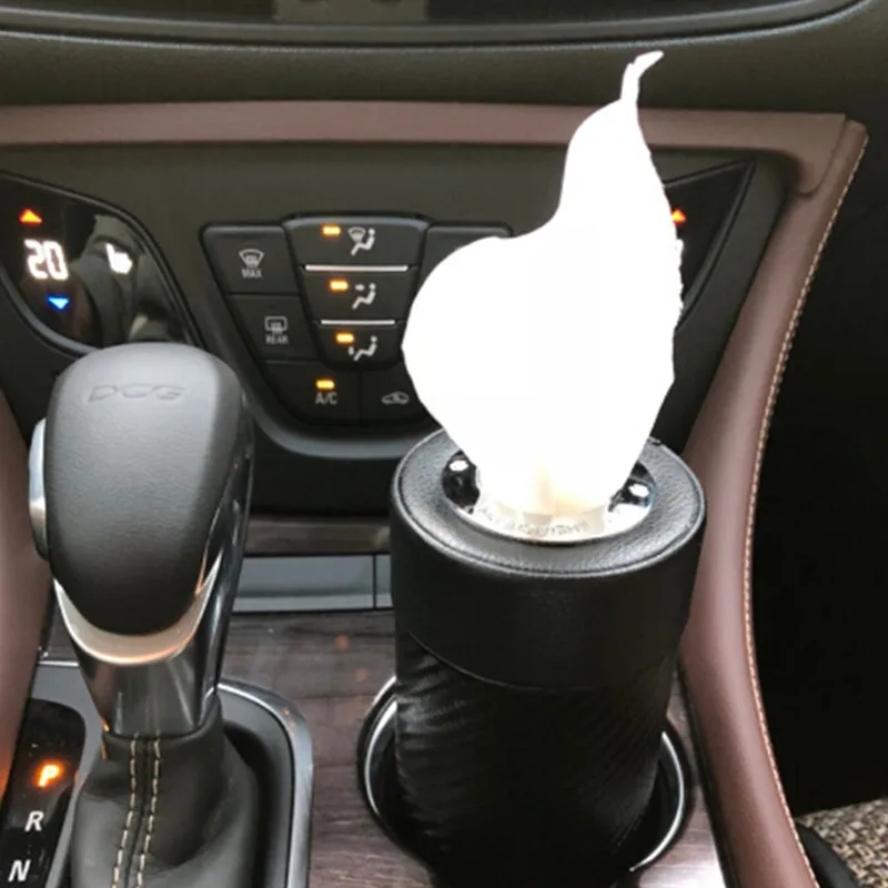 

Carbon Fiber Car Cup Holder Cylinder Tissue Box Paper Towels Tube SM-2057