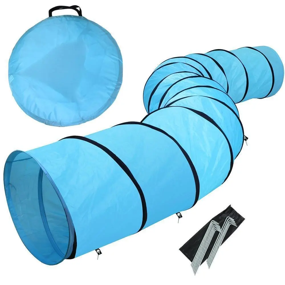 

5.5m 18Ft Foldable Pet Dog Cat Tunnel Weave Poles Long Agility Training Exercise Storage Bag 210D Waterproof Cat Rabbit Play Toy