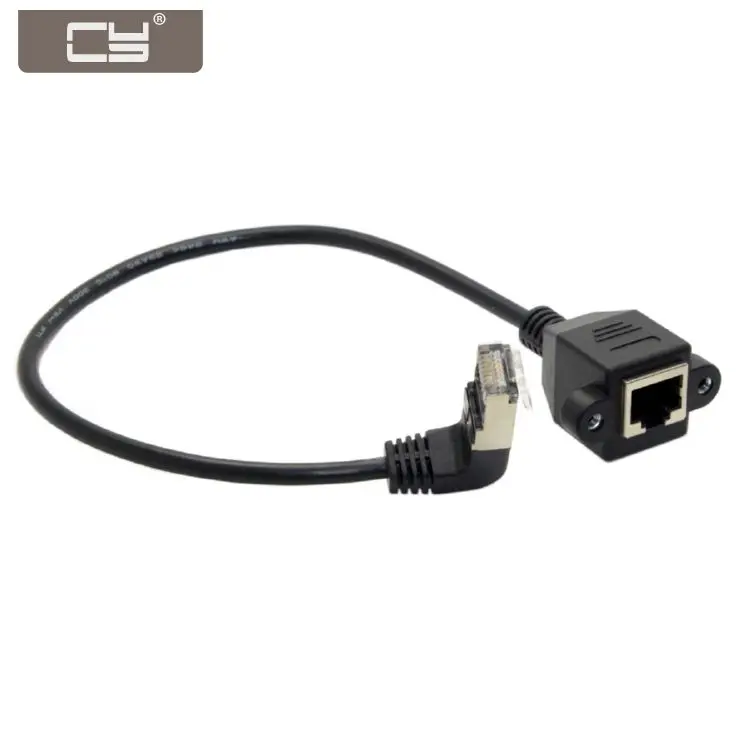 

CYDZ 0.3M Up Angled 90 Degree STP UTP Cat 5e Male to Female Panel Mount Ethernet Network Extension Cable