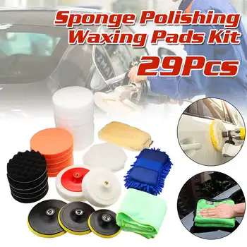 

29Pcs Car Polisher Buffing Sponge Polishing Pad Kit Set For Car Colored Waxing Polishing Pads Set Polisher & Waxing
