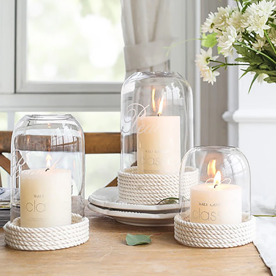 Creative Minimalist Glass Cover Candle Holders Wedding Decorations