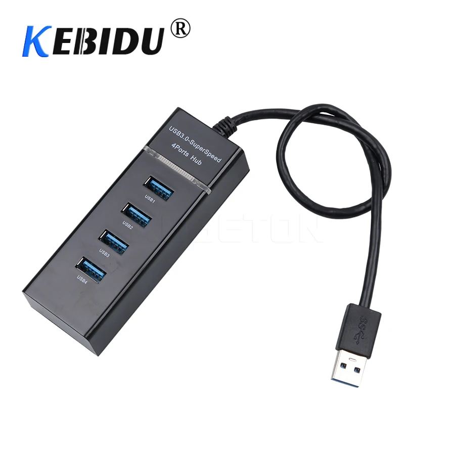 Kebidu 4 порта usb-хаб адаптер высокоскоростной 5 Гбит/с USB 3,0 мульти концентратор разветвитель расширения для настольных ПК ноутбук адаптер