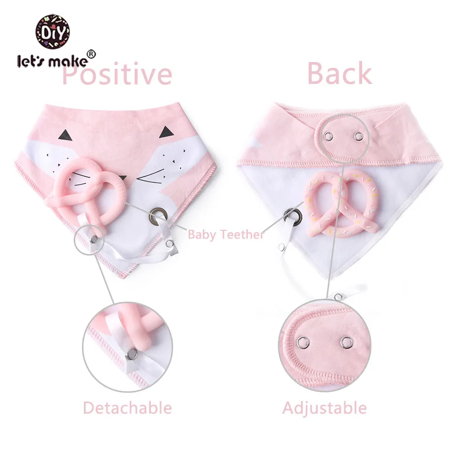 Let's Make Baby Stuff Bibs & Burp Cloths 1pc Cotton Bib Cartoon Silicone Teether BPA Free Baby Things Feeding Baberos Burp Cloth