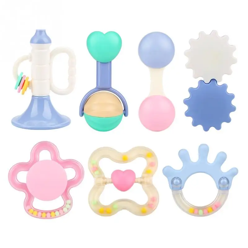 

7Pcs Baby Toys Plastic Hand Jingle Shaking Bell Lovely Hand Shake Bell Ring Baby Rattles Toys Newborn Teether Toys 0-12 Months